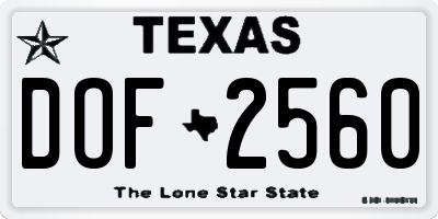 TX license plate DOF2560