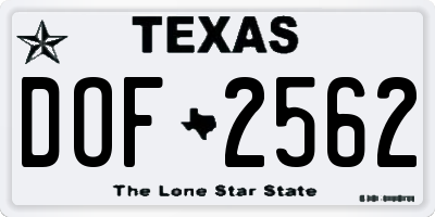 TX license plate DOF2562