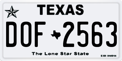 TX license plate DOF2563