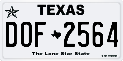 TX license plate DOF2564