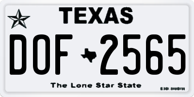 TX license plate DOF2565