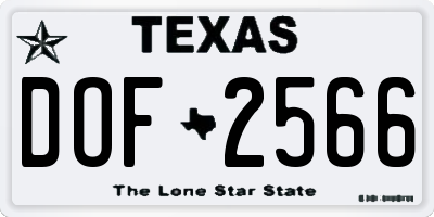 TX license plate DOF2566