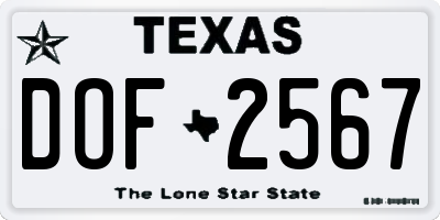 TX license plate DOF2567