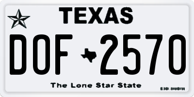 TX license plate DOF2570