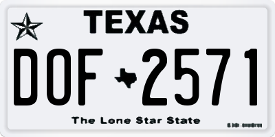 TX license plate DOF2571