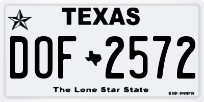 TX license plate DOF2572