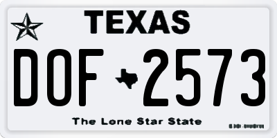 TX license plate DOF2573