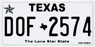TX license plate DOF2574
