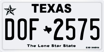 TX license plate DOF2575