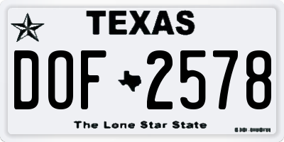 TX license plate DOF2578