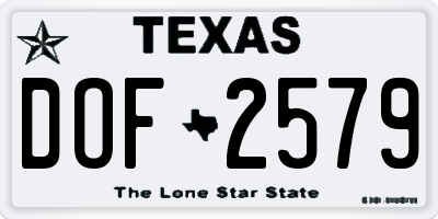 TX license plate DOF2579
