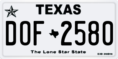 TX license plate DOF2580