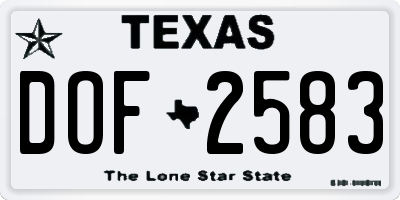TX license plate DOF2583
