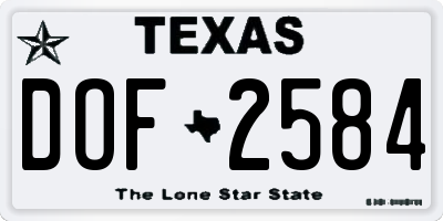 TX license plate DOF2584