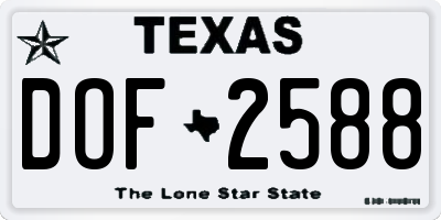 TX license plate DOF2588