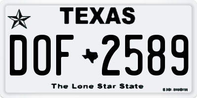 TX license plate DOF2589