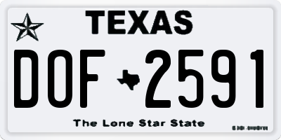 TX license plate DOF2591