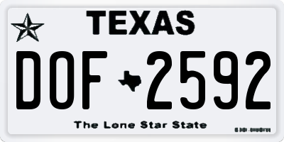 TX license plate DOF2592
