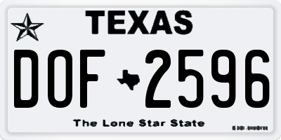 TX license plate DOF2596