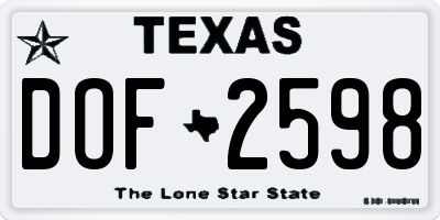 TX license plate DOF2598