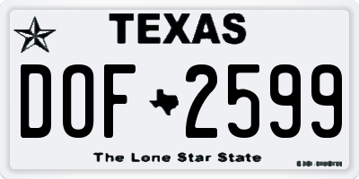 TX license plate DOF2599