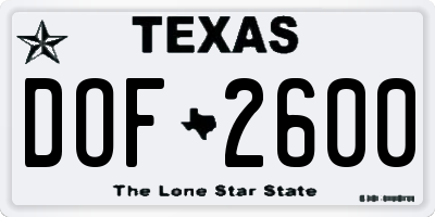 TX license plate DOF2600