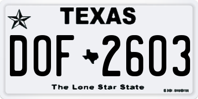 TX license plate DOF2603