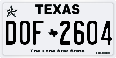 TX license plate DOF2604