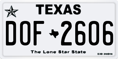 TX license plate DOF2606