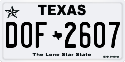 TX license plate DOF2607