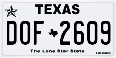 TX license plate DOF2609