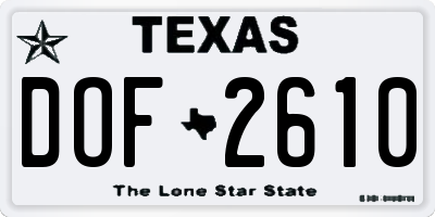 TX license plate DOF2610