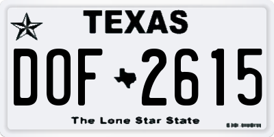 TX license plate DOF2615
