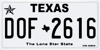 TX license plate DOF2616