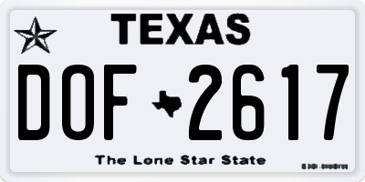 TX license plate DOF2617