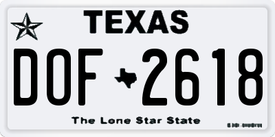 TX license plate DOF2618