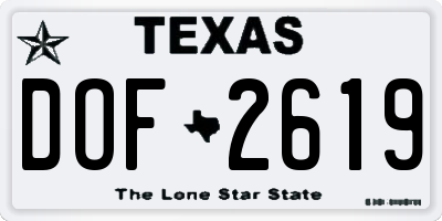 TX license plate DOF2619