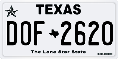 TX license plate DOF2620