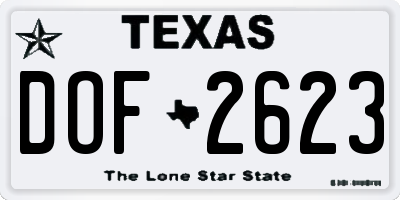 TX license plate DOF2623