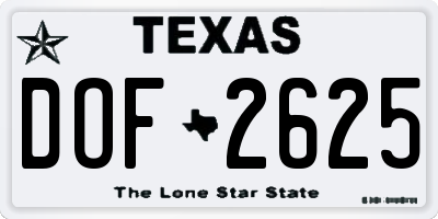 TX license plate DOF2625