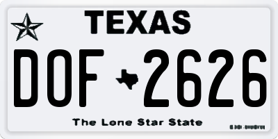TX license plate DOF2626