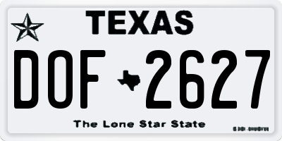 TX license plate DOF2627