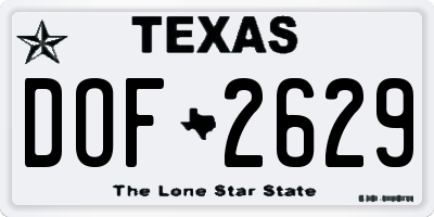 TX license plate DOF2629