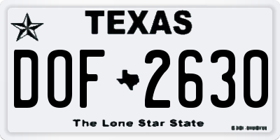 TX license plate DOF2630