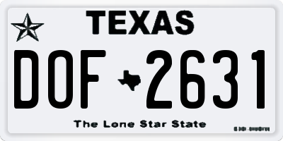 TX license plate DOF2631