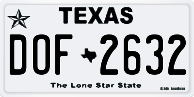 TX license plate DOF2632