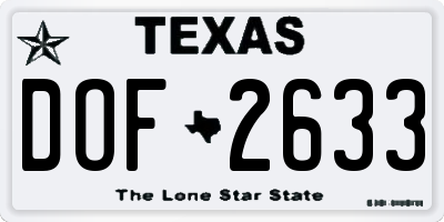 TX license plate DOF2633