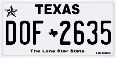 TX license plate DOF2635