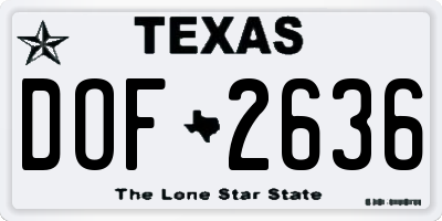 TX license plate DOF2636