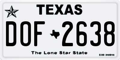 TX license plate DOF2638
